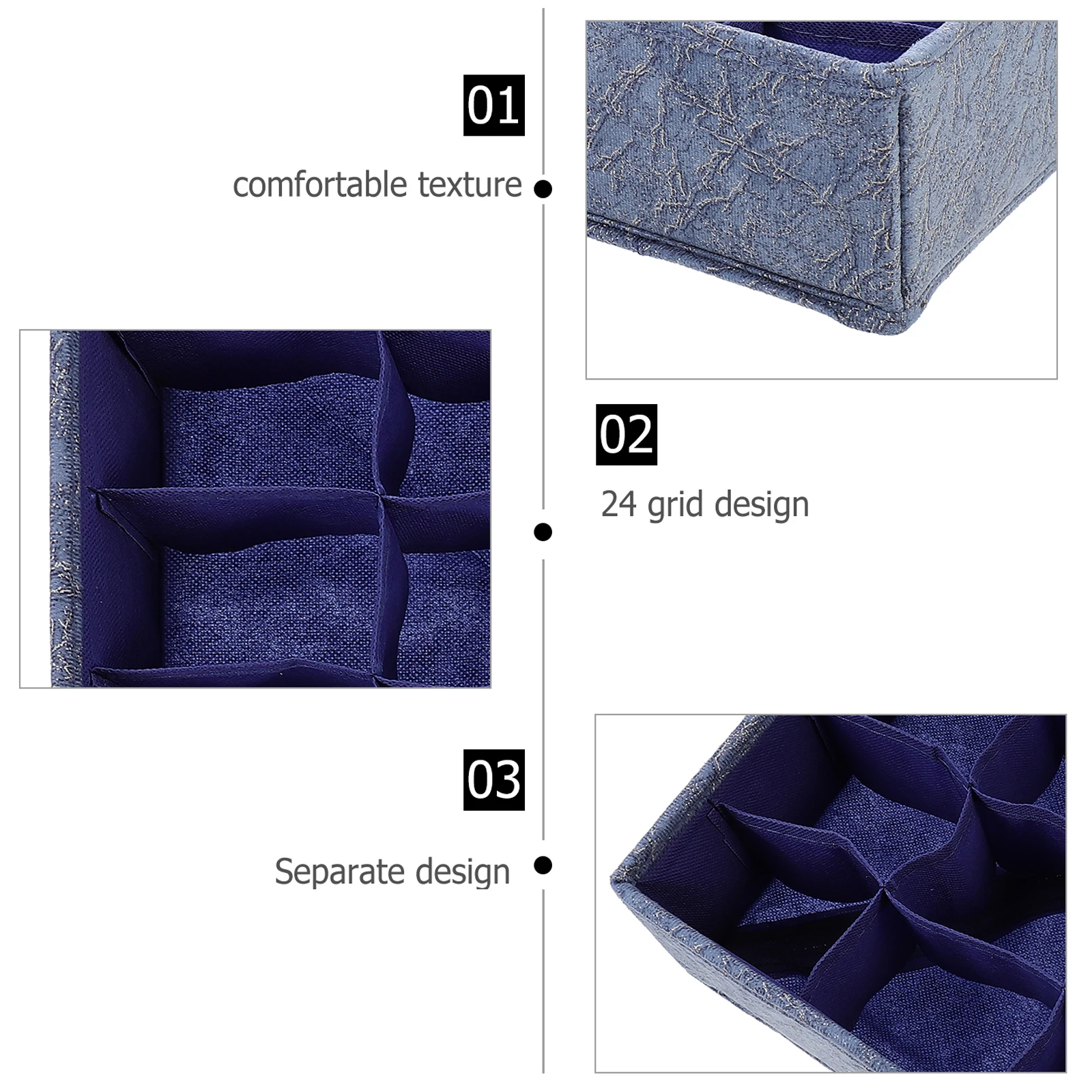 

1Pcs Underwear Organizer 24 Cell Drawer Divider Storage Box Closet Organizing Container for Socks Ties Belts