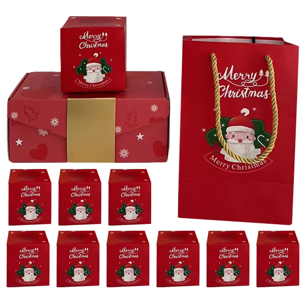 กล่องขนมคริสต์มาสแบบกระดาษแตก 1 ชุด กล่องของขวัญปาร์ตี้คริสต์มาส กล่องของขวัญแบบกระดาษแตก กล่องใส่ขนม