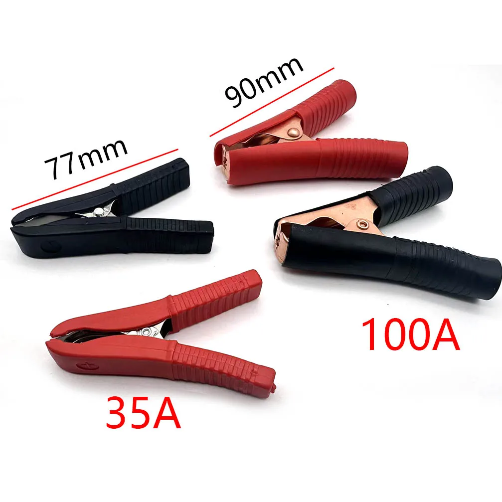 

2Pcs 35-100A Red + Black Insulated Crocodile Crocodile Car Caravan Van Battery Test Lead Clips Best Promotion Alligator Clips