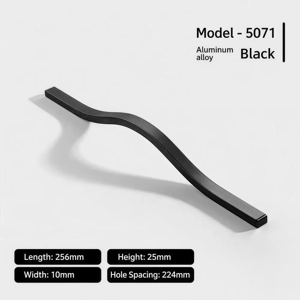 Aluminum Alloy Cabinet Pull Handle Multiple Sizes Brushed Wardrobe Door Pull Sleek Long-bar Curved Furniture Handle