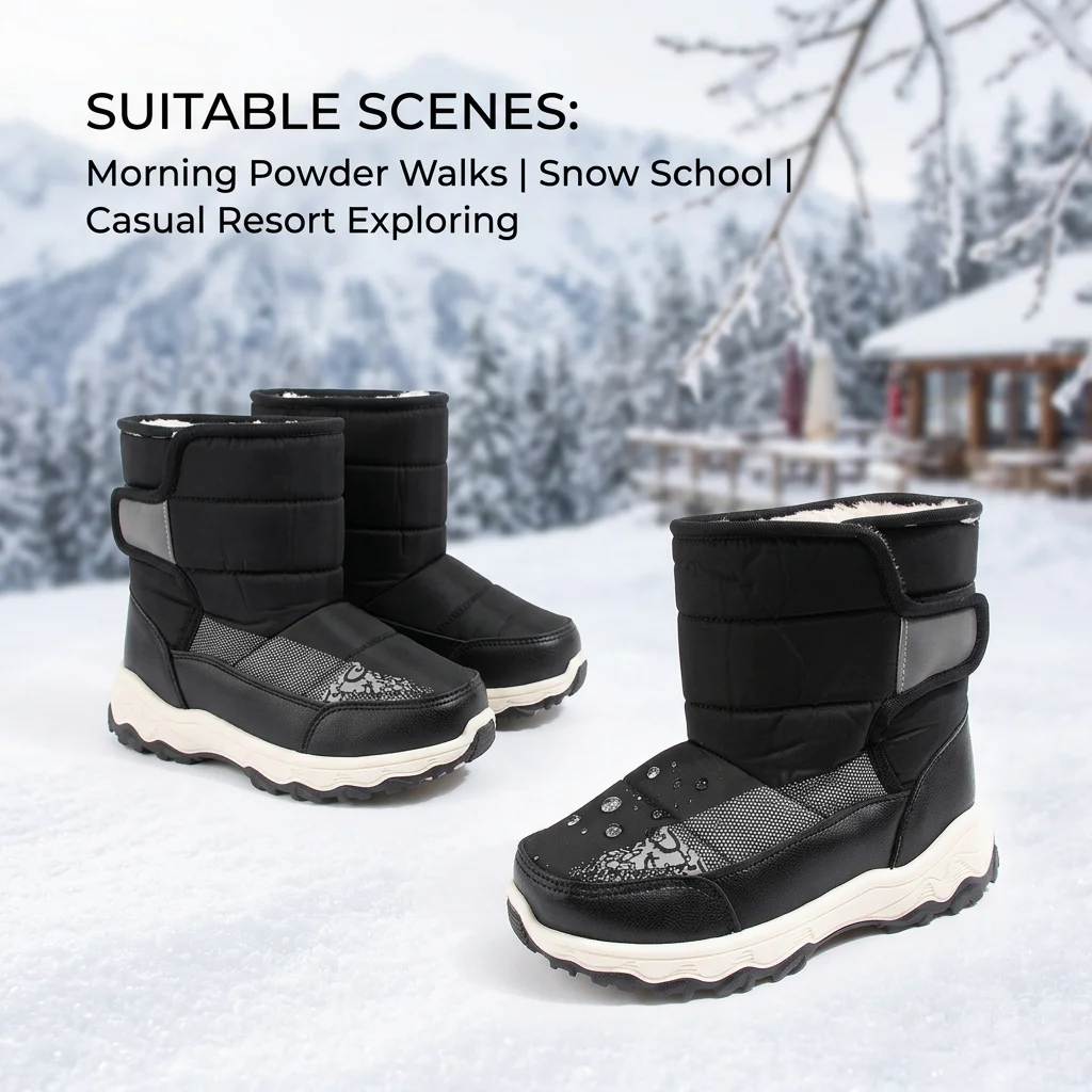 Cross-border Children's Snow Boots for Export, Boys' and Girls' Fleece-Lined Winter Boots, Outdoor Cotton Shoes, Warm Shoes for