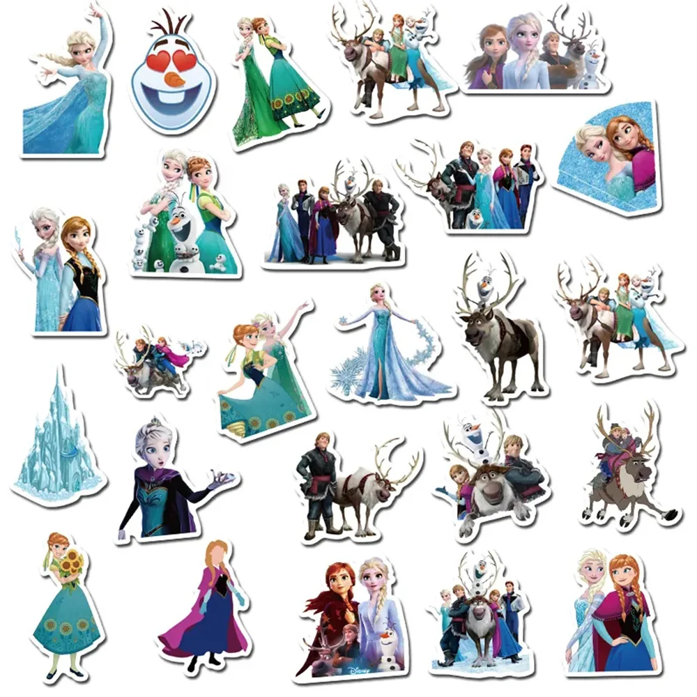 10/30/50pcs Disney Frozen Princess Anna Elsa Stickers Kawaii Girls Cute Cartoons DIY Guitar Luggage Laptop Phone Kid Toy Sticker