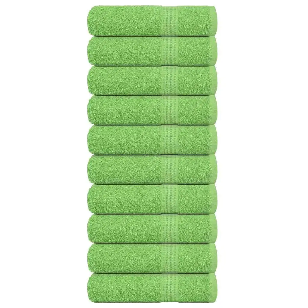 10 Pack  Green Cotton Hand Towels 50x100 cm, 360 GSM - Soft & Absorbent