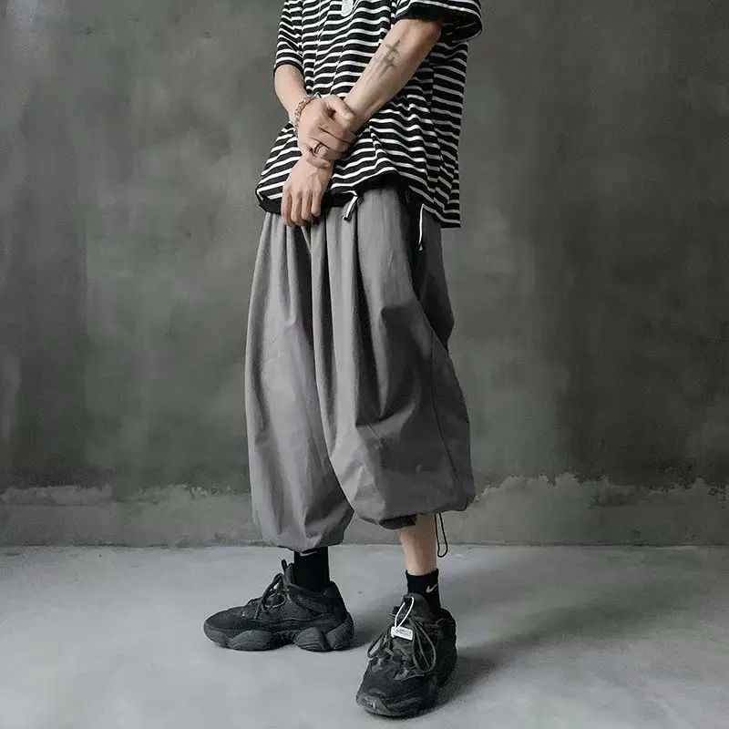 

Mens Harajuku Solid Color Pants 2024 Men Japanese Streetwear Baggy Sweatpants Male Vintage Casual Loose Cargo Trousers Z107