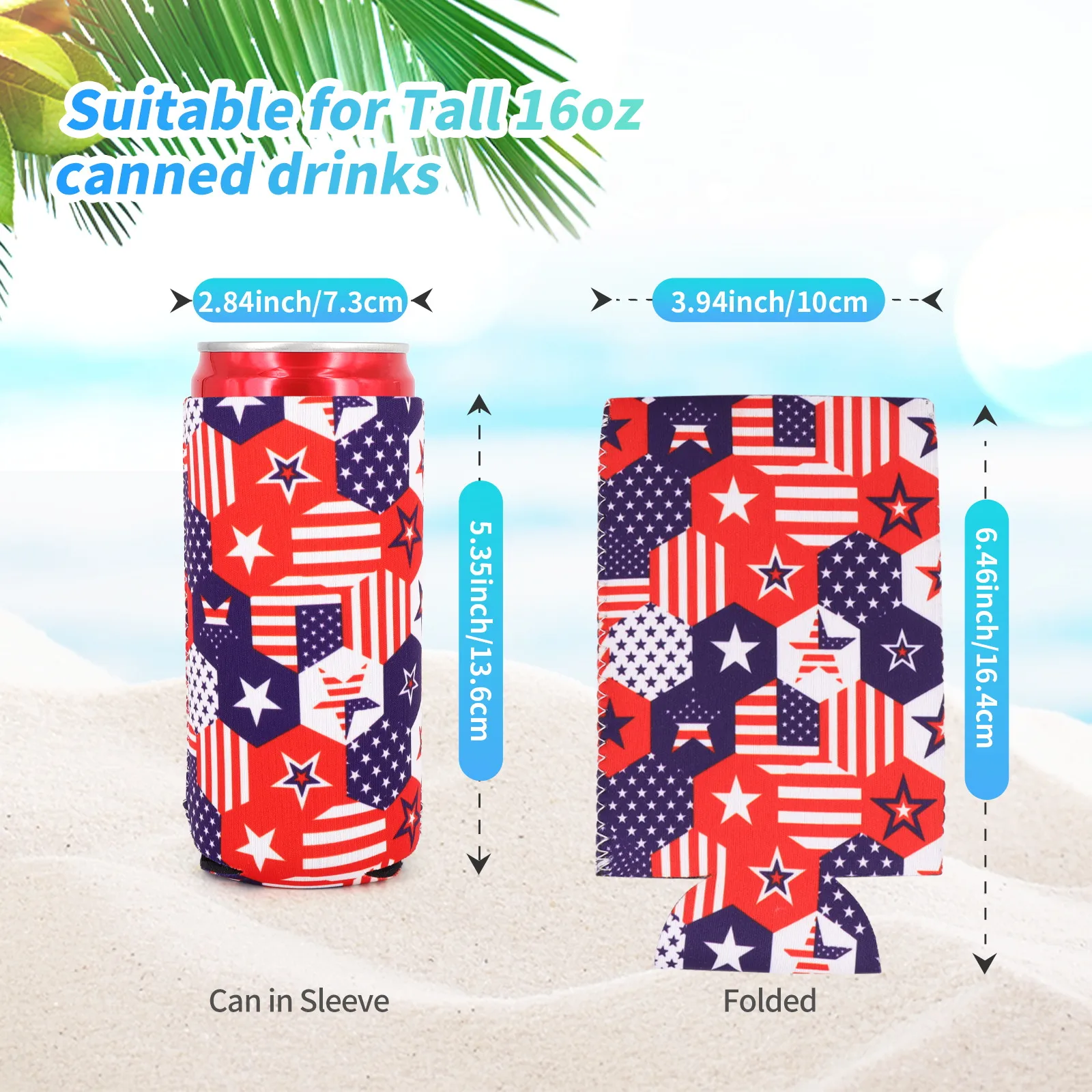 2Pcs Collapsible Neoprene Can Beer Cooler Sleeves Tall Energy/Beer Drink Coolies For 16oz Rockstar , Monster , 500ML beer bottle