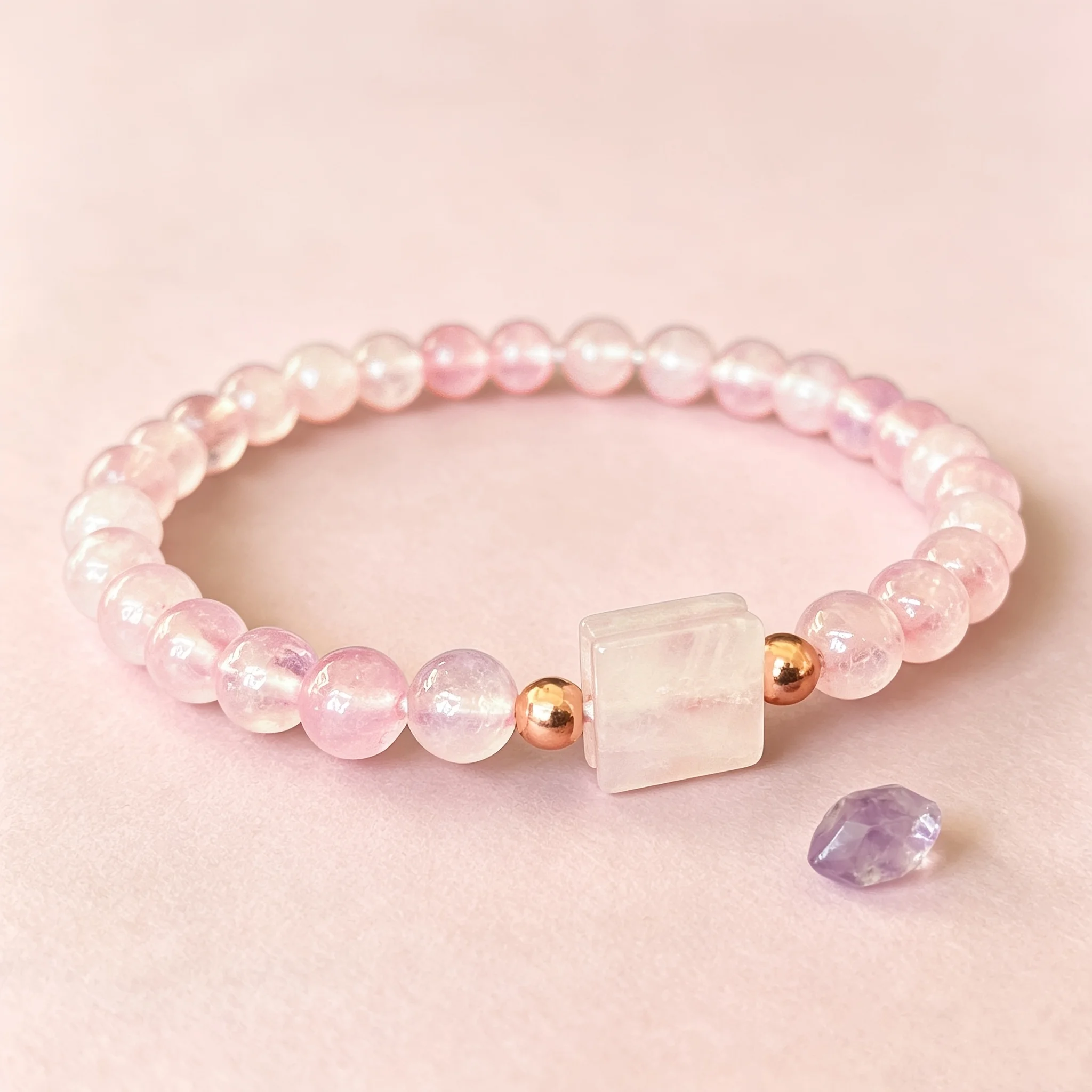 Natural Rose Quartz Bracelet – Love Stone for Romance, Luck & Prosperity, Perfect Valentine’s Day Gift for Daily Wear