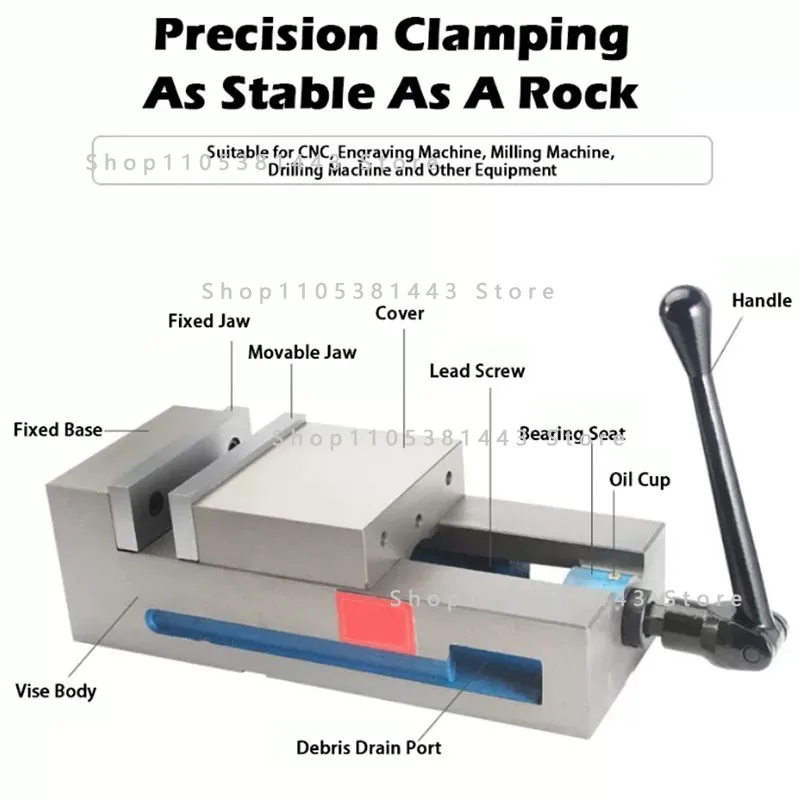 CNC Heavy-duty Precision Milling Machine Bench Vise 8 Inch Multifunction Precision Vise Right-angle Smooth-faced Flatmouth Vise