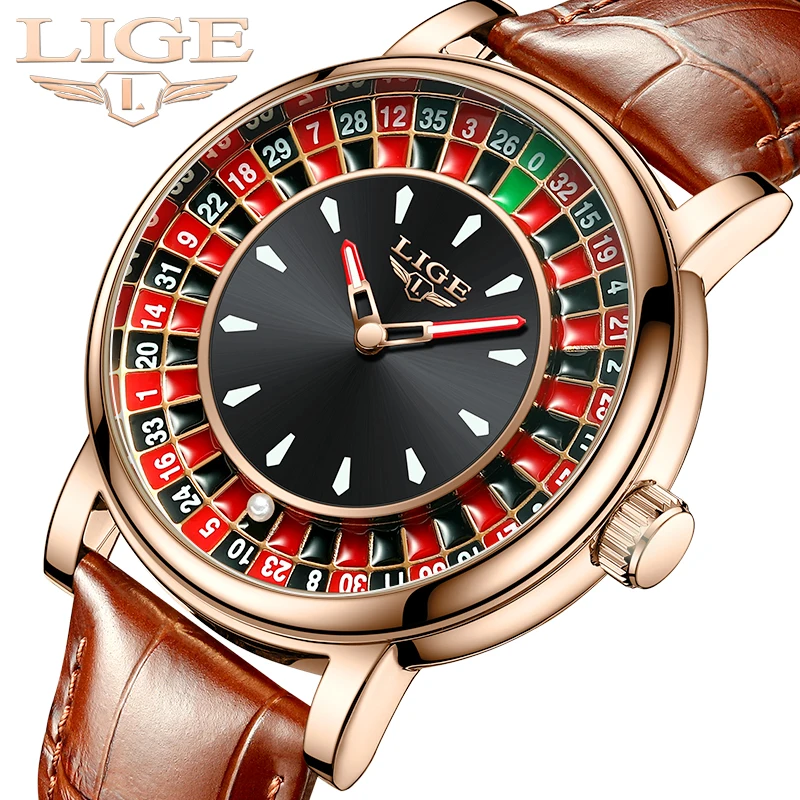 

LIGE Men Watches Fashion Large Turntable Dial Waterproof Quartz Wristwatches Luminous Sports Business Watch for Man Casual Clock