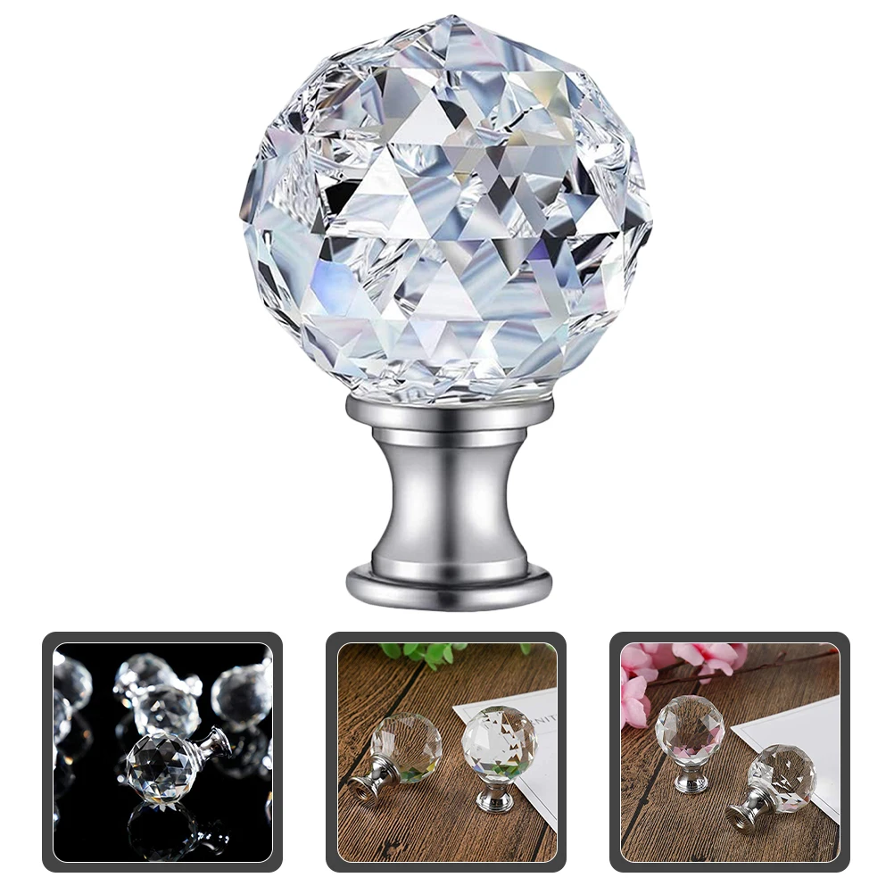 

Crystal Lampshade Knob 27mm Threaded Base Durable Reusable Finials for Lighting Decoration Modern Classic Style
