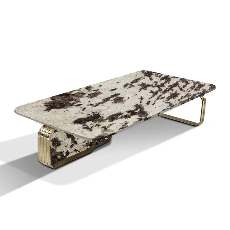 Pandora marble coffee table living room light luxury marble coffee table stainless steel process