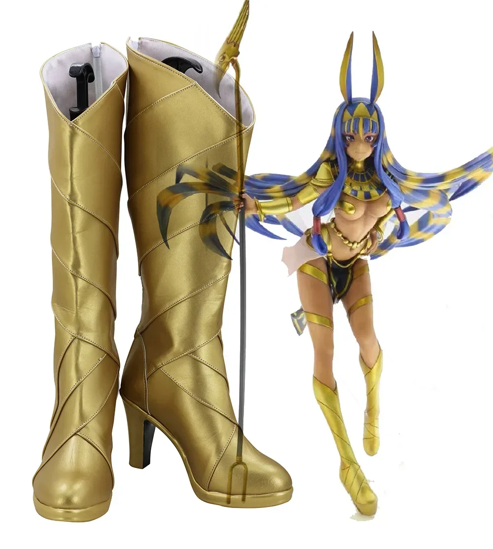 

Fate Grand Order Nitocris Cosplay Boots Golden High Heels Custom Size