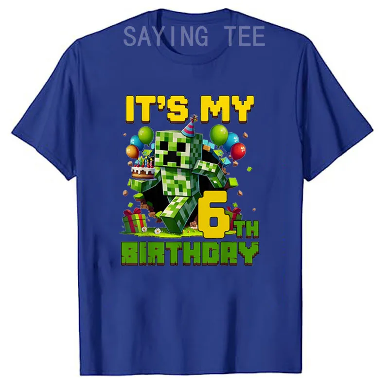 Funny Birthday Boy It's My 6th Birthday Video Game Pixel T-Shirt Level 6 Unclocked Awesome Saying Tee 6 Years Old Y2k Clothes