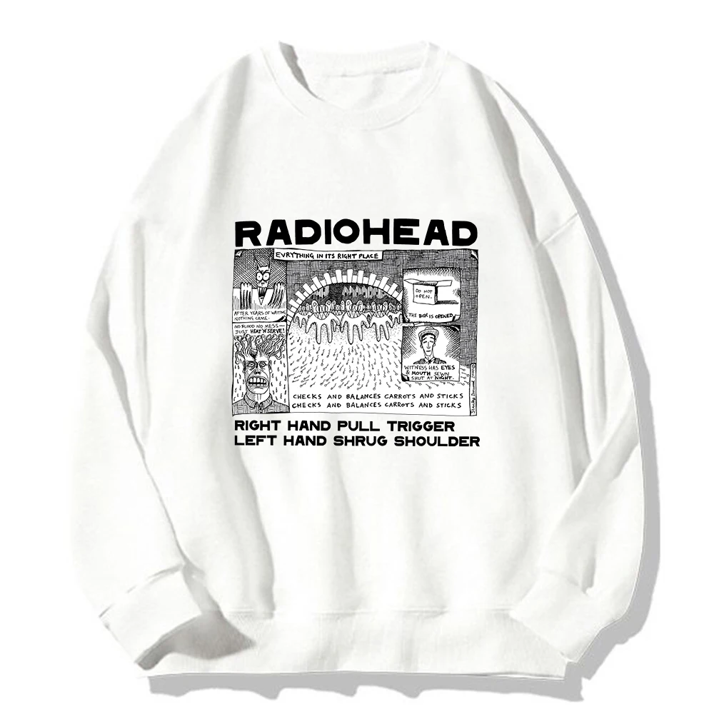 Radiohead Sweatshirt Rock Band Vintage Hip Hop Men/Women Hoodies Unisex Music Fans Print Long Sleeve Pullovers Graphic Clothes