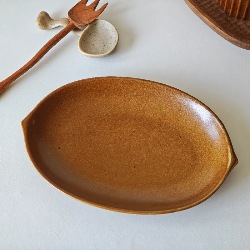 Serving Platter  Acorn-shaped Plate Ceramic Maillard Color Kiln-changed Shallow dish Dessert Plate Porcelain Trays, Salad