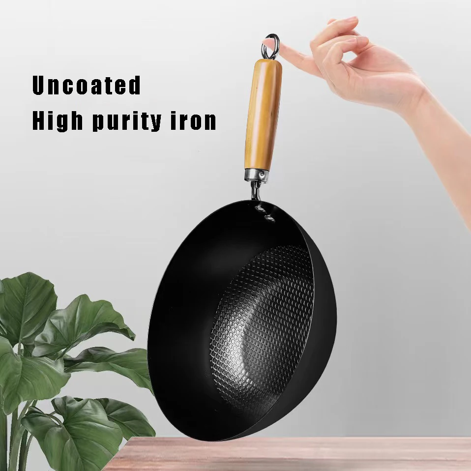 

Small Iron Pot With Lid Mini Household Wok Induction Cooker Gas Special Cookware set Uncoated Non-stick Frying pan Wok pan