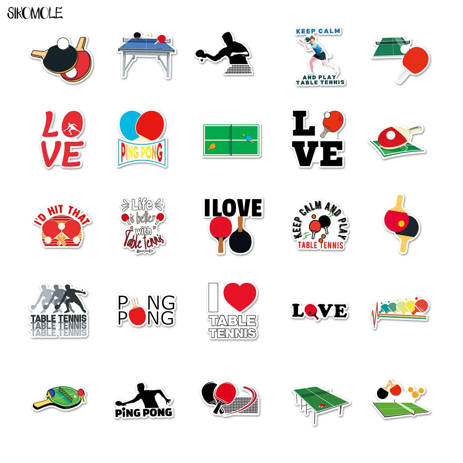 Autocollants de balle de ping-pong de dessin animé pour enfants, autocollant graffiti bricolage, jouet cadeau, ordinateur portable, valise, planche à roulettes, téléphone, JECup, 10 pièces, 30 pièces, 50 pièces