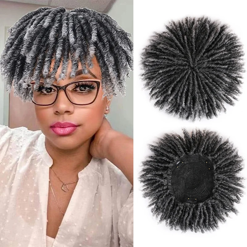 Dreadlock Hair Topper peluca con Clip en medio pelucas trenzadas para mujeres y hombres, rastas sintéticas cortas