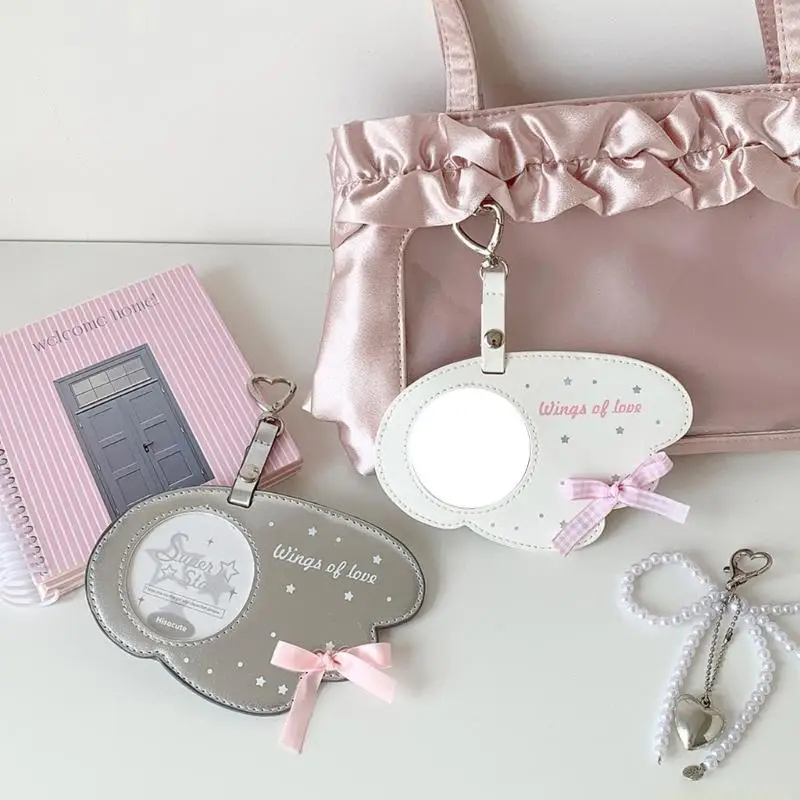 

Angel Wing Card Case PU Leather Card Protective Cover with Metal Clip and Lanyard For Bag Keychain Backpacks Charm