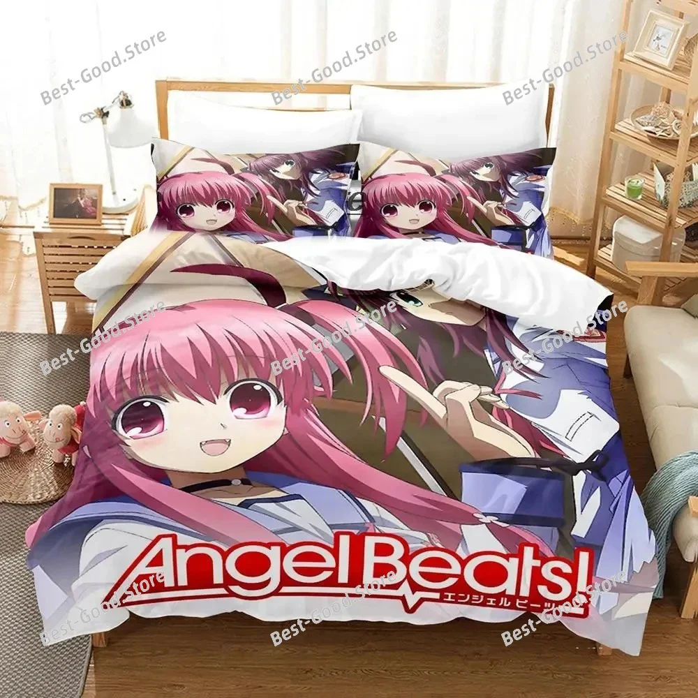 3D Print Anime Angel Beats Bedding Set Duvet Cover Bed Set Quilt Cover Pillowcase Comforter King Queen Size Boys Adult Bedding