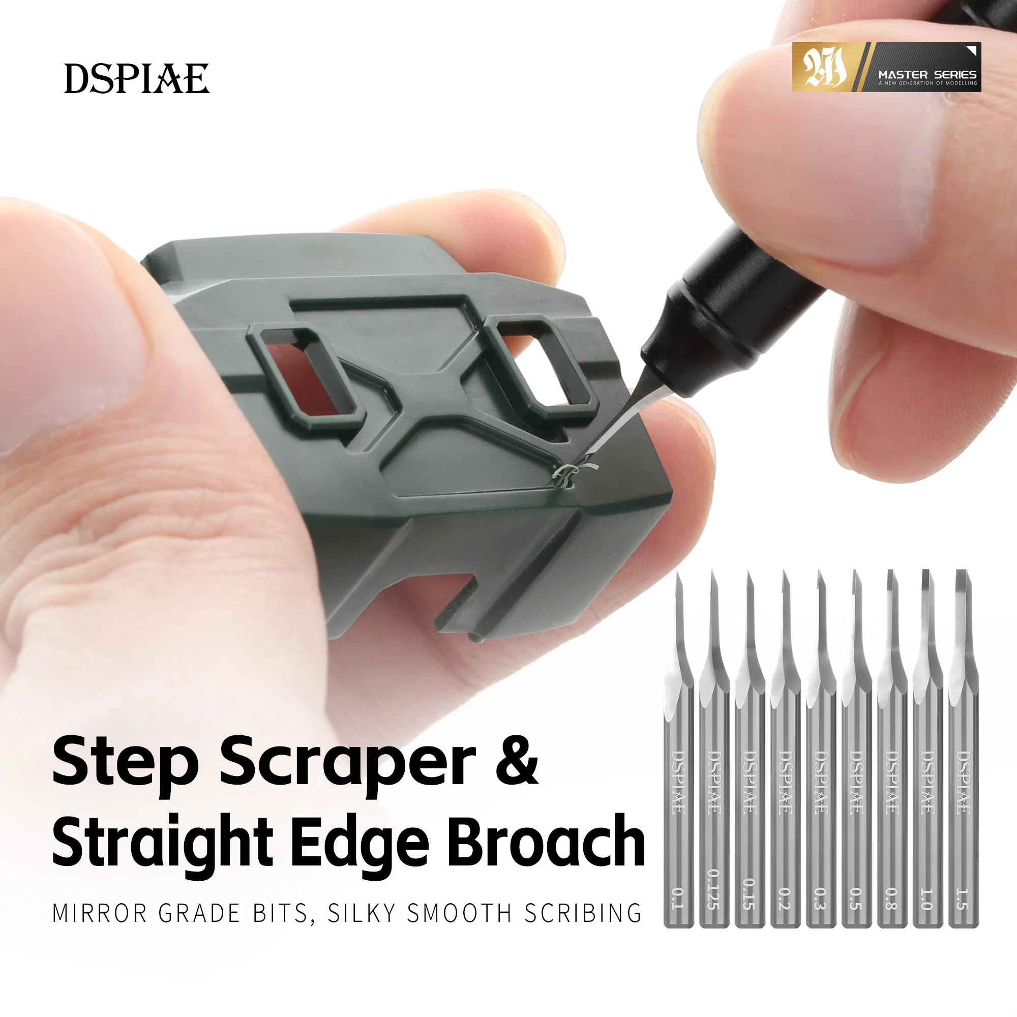 

DSPIAE Step Scraper & Straight Edge Broach Push Knife GK Modification Engraving Knife Mirror Grade Bits Silky Smooth Scribing