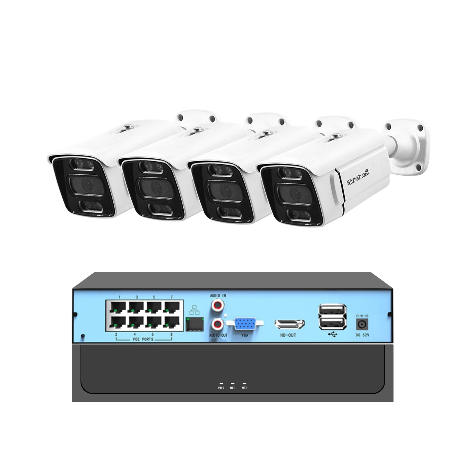 JideTech 5MP POE CCTV Camera System Security Camera Systems  Outdoor IP Surveillance Camera with 8 Channel NVR Waterproof