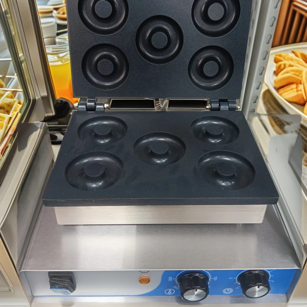 Electric Stainless Steel Doughnut Waffle Maker 220V Adjustable Thermostat Easy Operate for Hotels