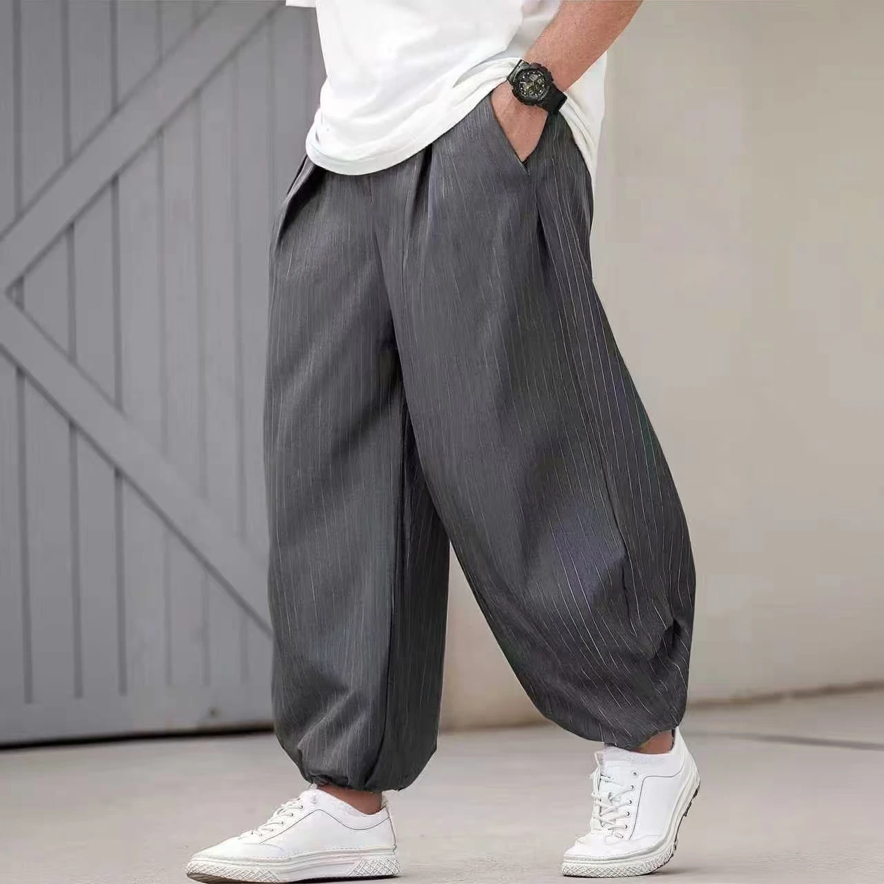 

Винтажные полосатые свободные повседневные брюки в стиле Scimitar, нишевые элитные брюки Feelcleanfit