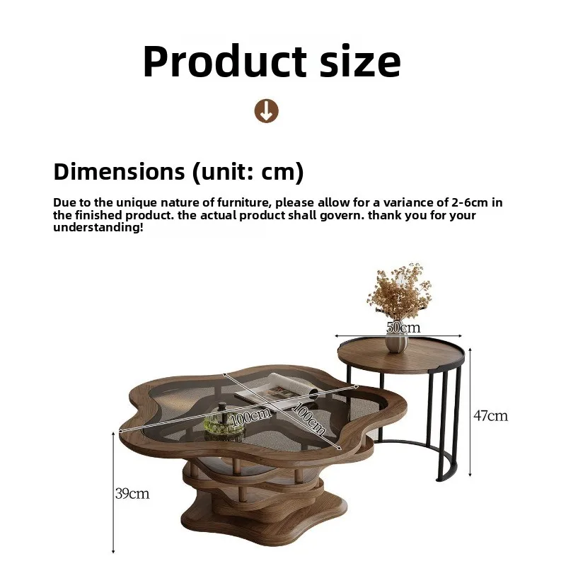 Household living room tempered glass stainless steel coffee table, suspended hollow creative coffee table