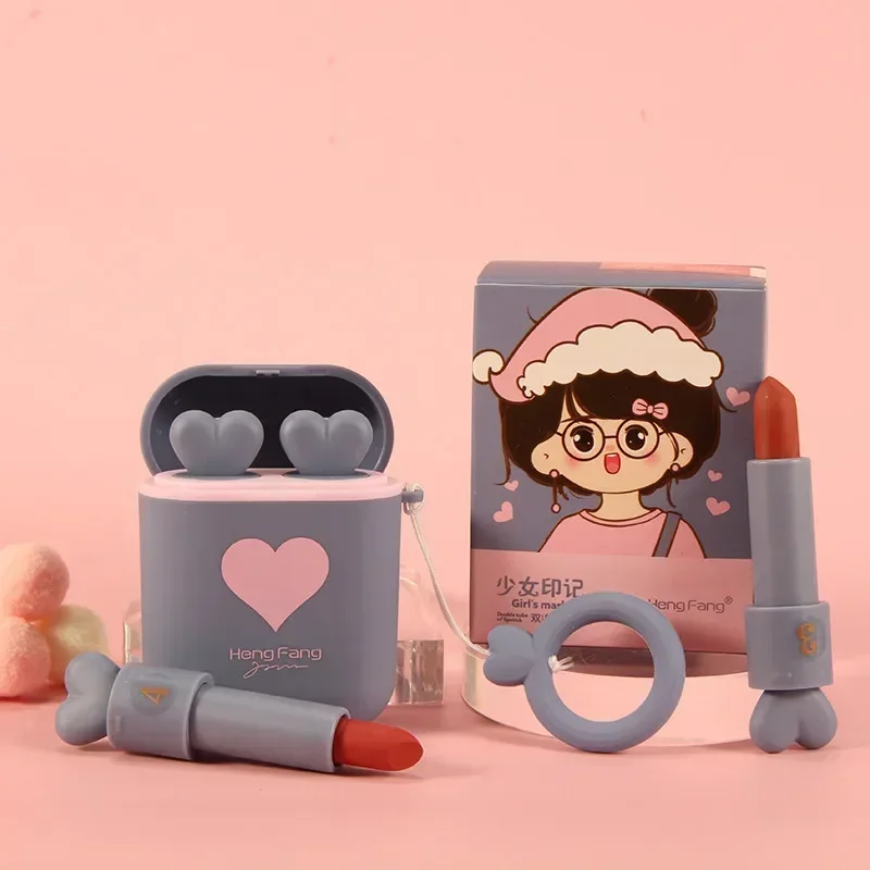 2 色をご用意しています口紅滑らかなマットな質感のリップグロス長持ち唇メイクアップヘッドセットボックスセット絶妙な韓国化粧品