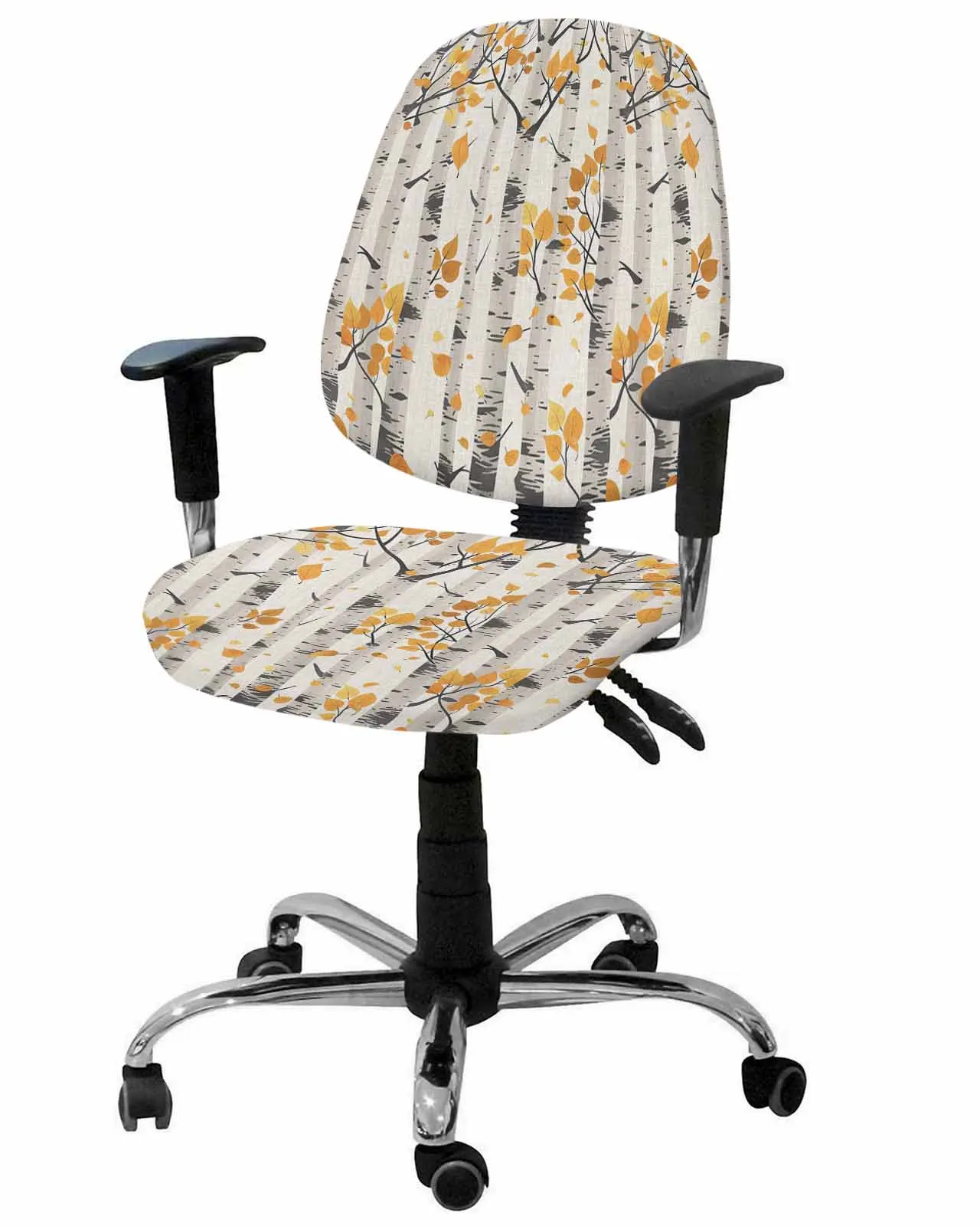 Watercolor Lines On Tree Leaves Elastic Armchair Computer Chair Cover Stretch Removable Office Chair Slipcover Split Seat Covers