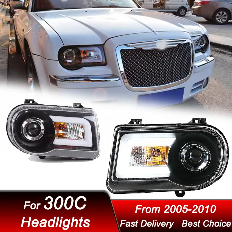 

Поп-автомобильные фары для Cheysler 300C 2005-2013, новые полностью светодиодные фары в сборе, обновление, аксессуары для линз проектора с высокой настройкой