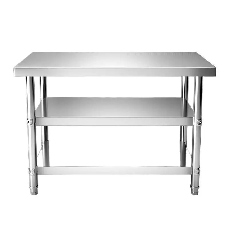 Stainless Steel Double Layer Kitchen Workbench Commercial Home Vegetable Cutting Prep Table Heavy Duty 304 Steel
