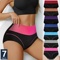 7 Uds. Bragas moldeadoras de cuerpo de cintura alta de algodón suave para mujer, bragas transpirables adelgazantes, lencería de talla grande XS-3XL, ropa interior femenina