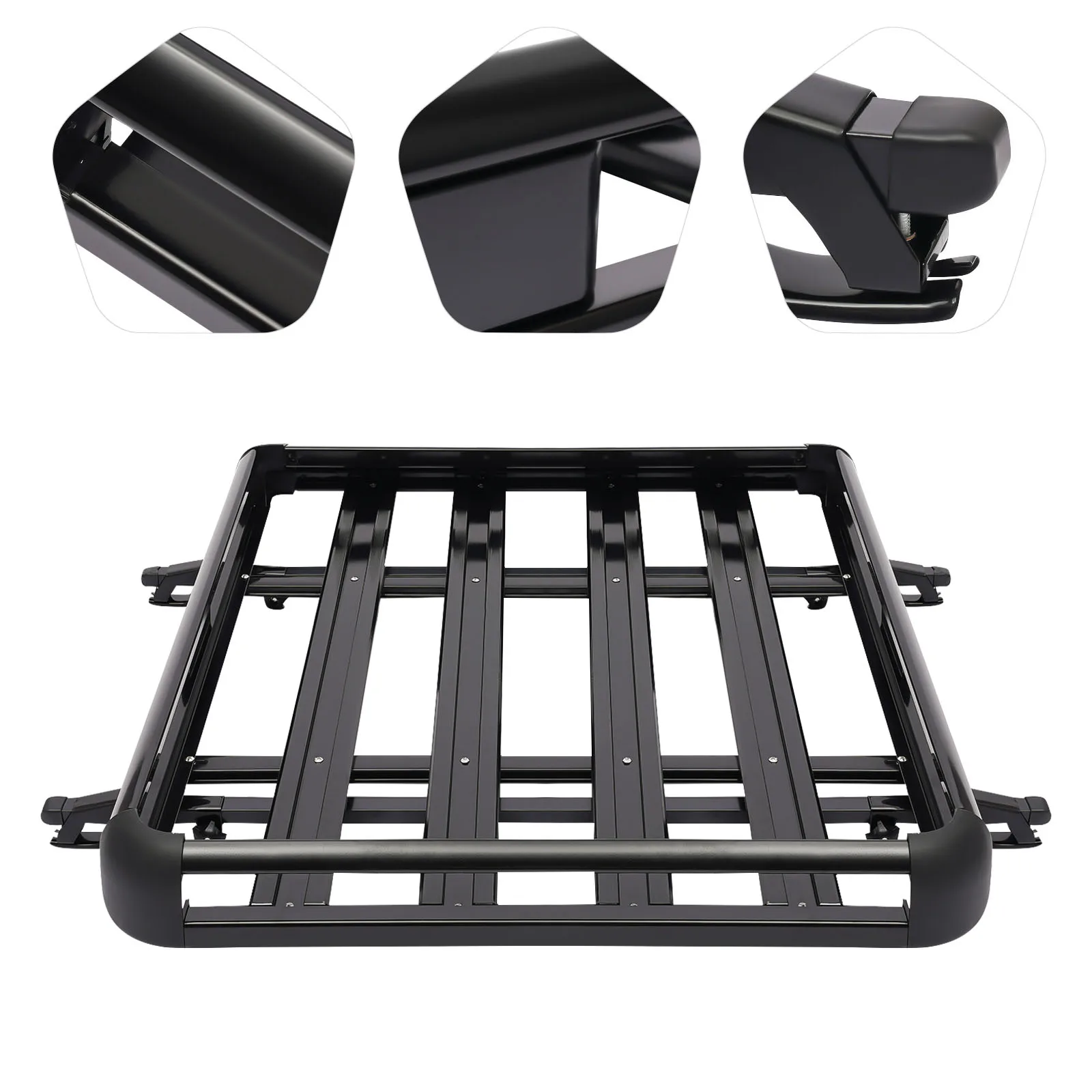 Black Universal Car Roof Rack Cargo Aluminum Alloy Top Carrier Luggage Basket with Bars For SUV -Single Deck 127*97cm