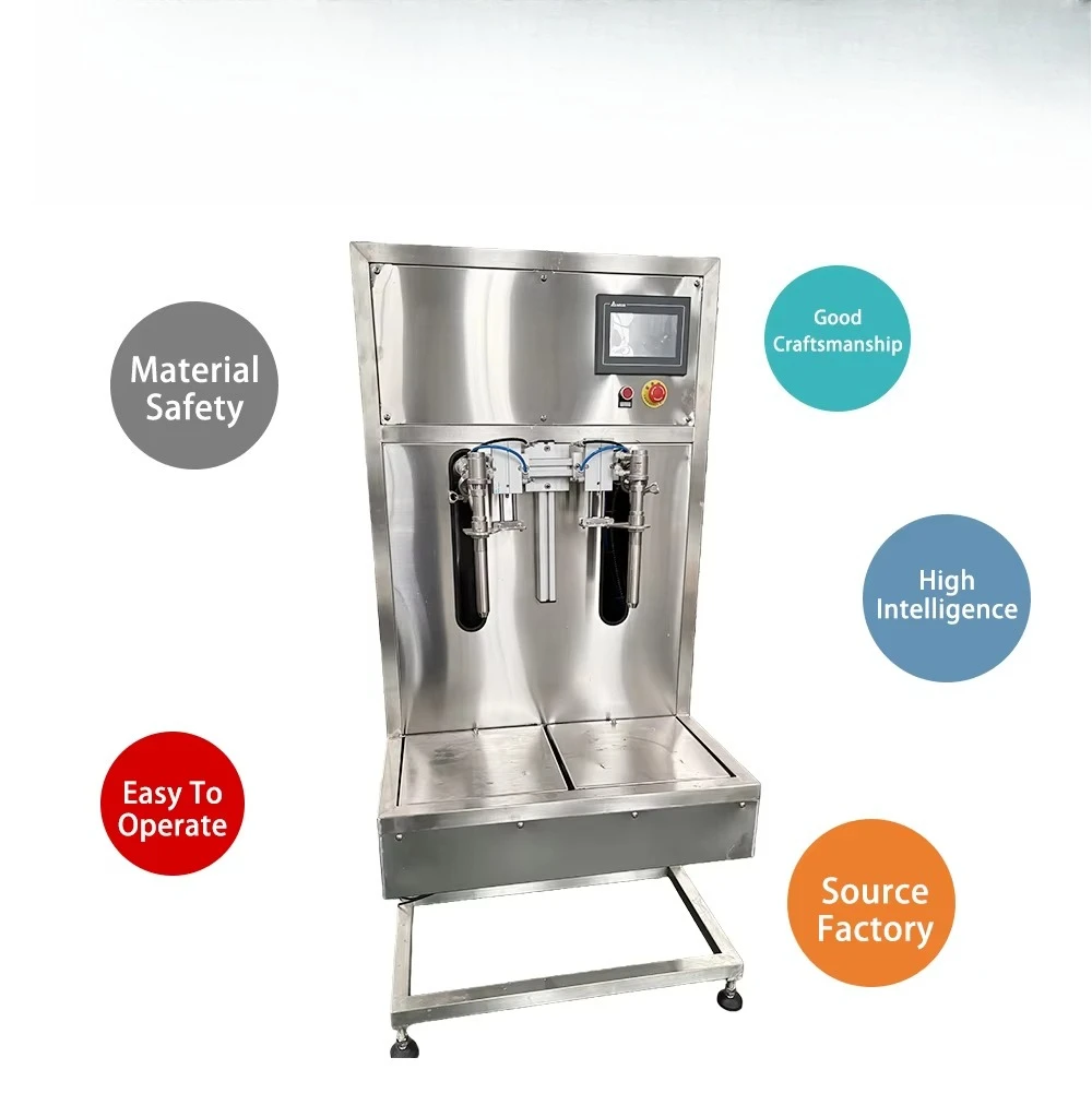 2 Heads Semi Automatic Liquid Filling Machine with Motor PLC Food Grade Stainless Steel 200 BPH Gear Pump for Bottle Oil Filling
