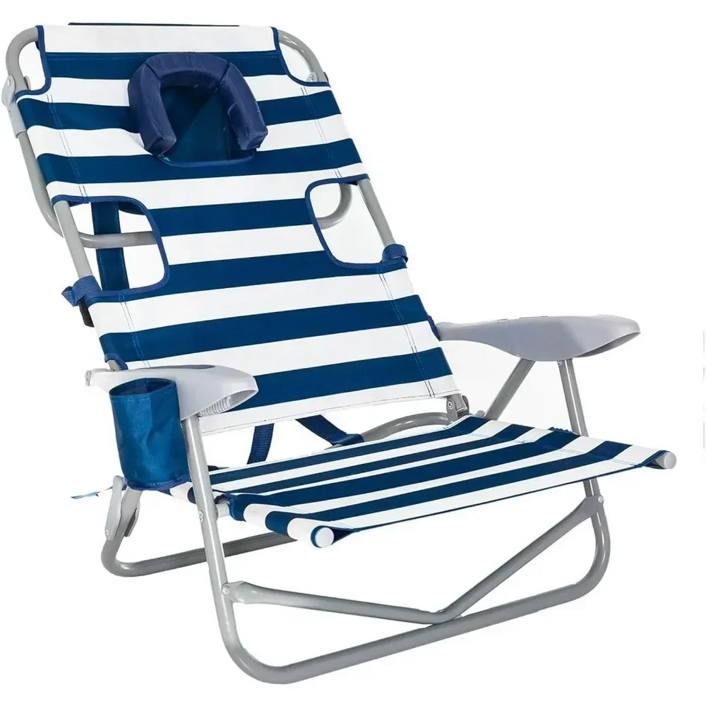 

yOstrich On Your Back Backpack Beach Chair with Face Hole - Adjustable, Portable Lounge Chair with Cup Holder, Face Opening