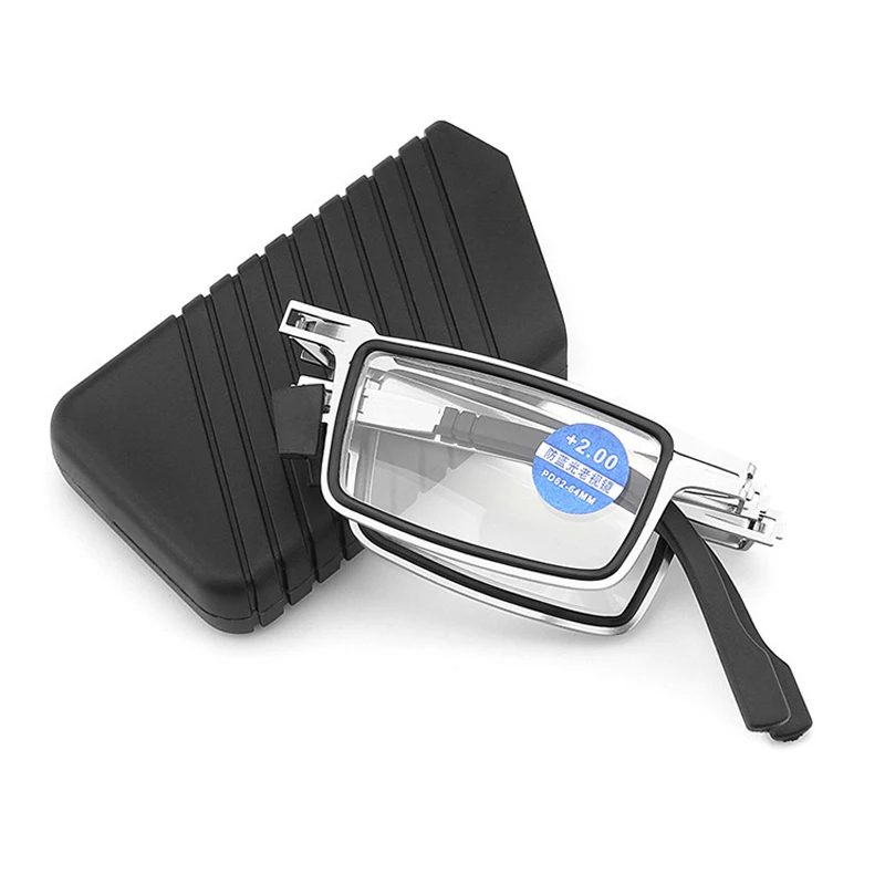 Metal Folding Reading Glasses Portable Ultra Light Anti Blue Light Lens Presbyopia Glasses Men\'s Rectangular Eyeglasses Eyewears