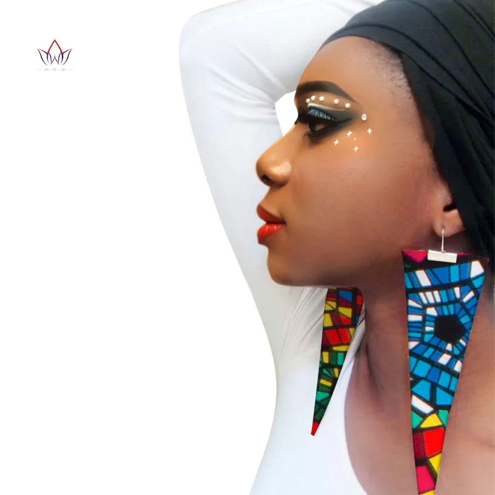 Trendy Afrikaanse Stof Oorbellen Handgemaakte Oorbellen Voor Vrouwen Party Gift Afrikaanse Print Ankara Grote Oversized Oorbellen WYB279