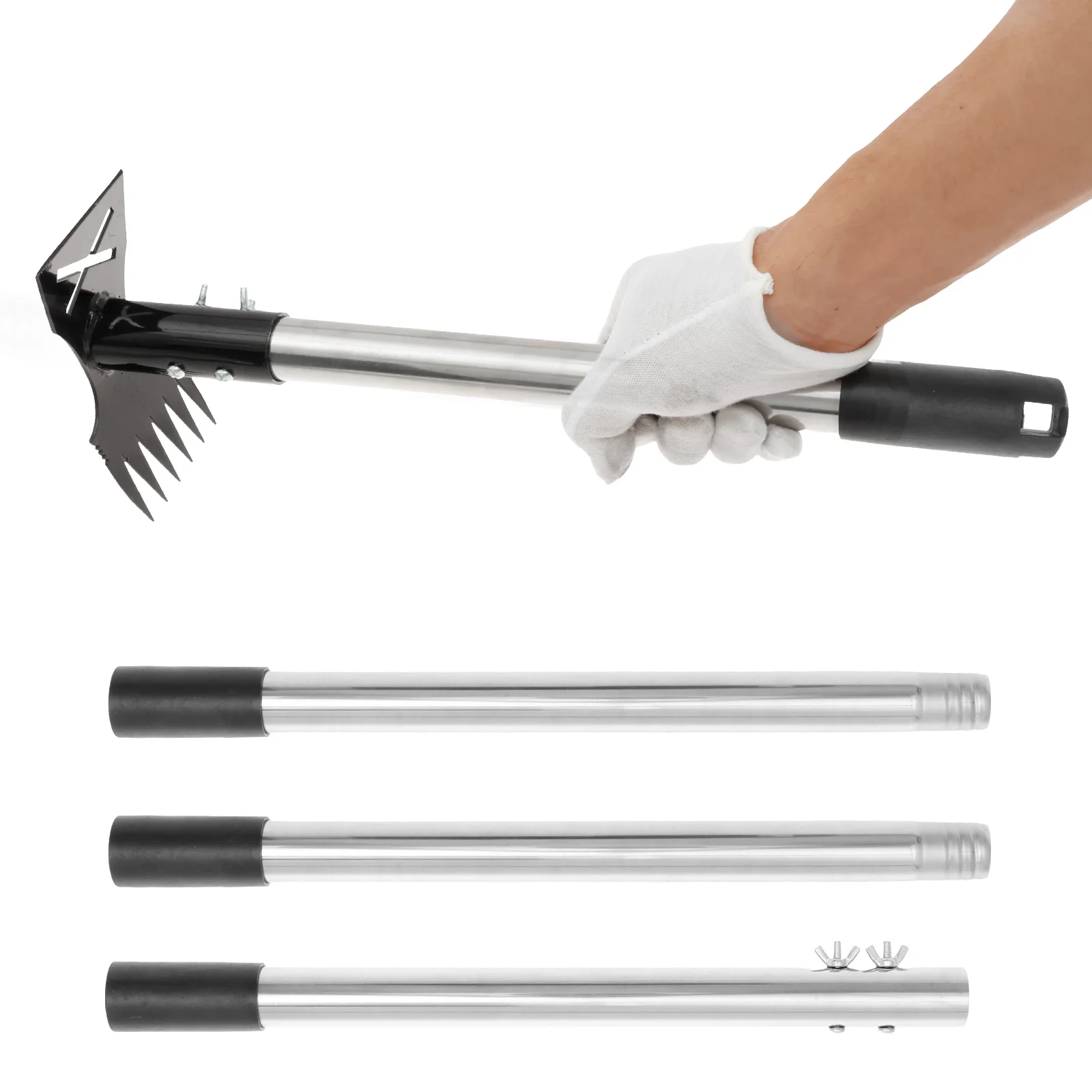 

2-in-1 Extended Weed Puller Tool Garden Rake Long Handle Multifunctional Weed Remover Shovel Manual Rooting Grass Soil Loosening