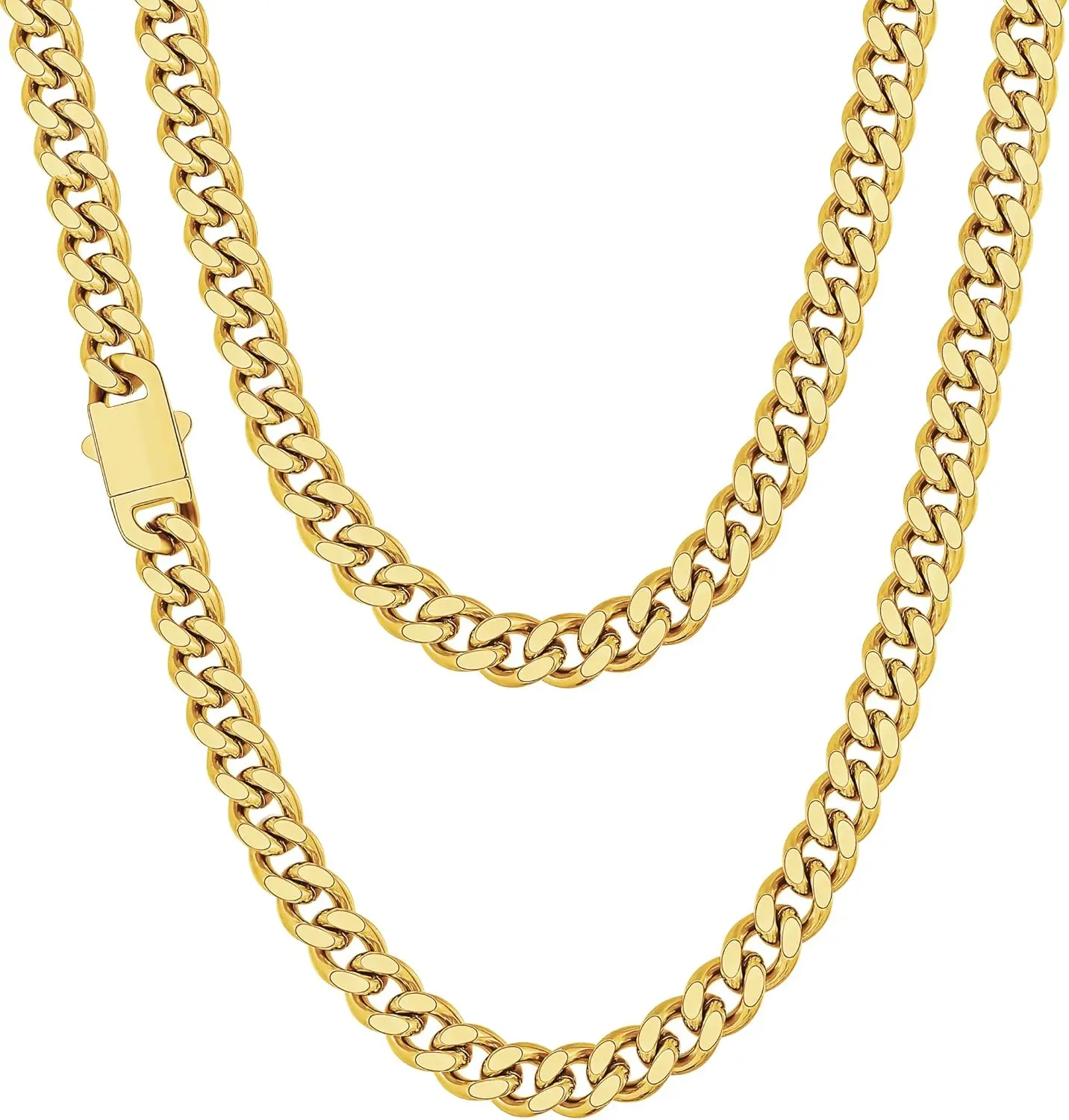 

Мужская цепочка Fiusem с серебряным/черным покрытием/покрытием из 14-каратного золота, 5 мм/6 мм/7,5 мм/8 мм/9 мм, из нержавеющей стали, кубинская цепочка.