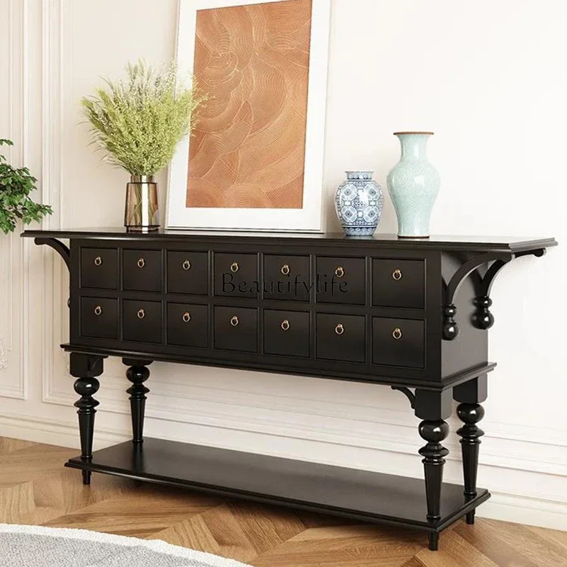 

jj LFrench retro American solid wood decorative porch cabinet integrated drawer partition cabinet