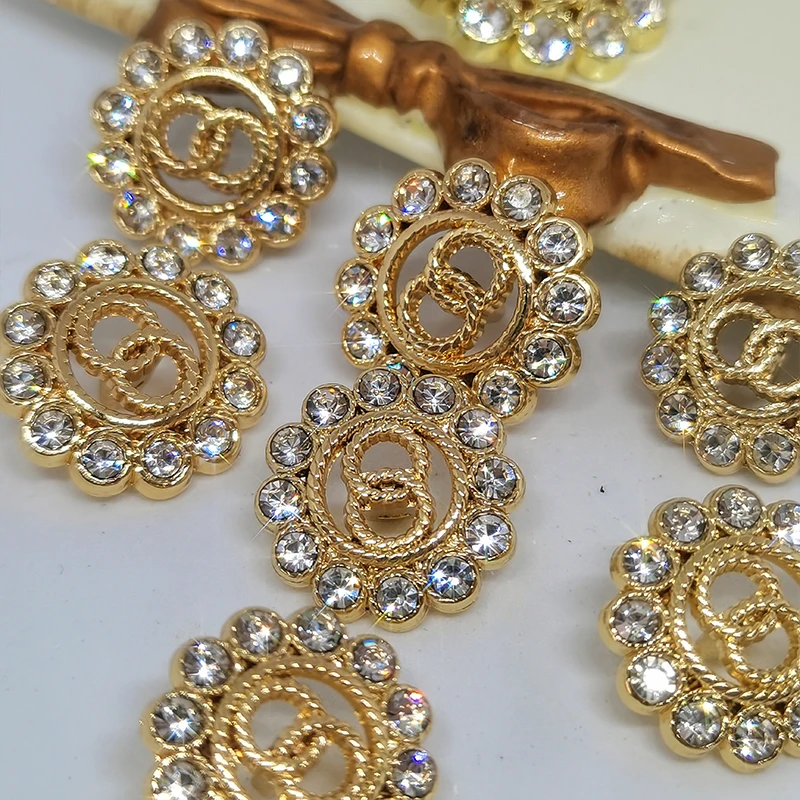 Luxury Gold Rhhinestone Buttons Of Clothing Shinning High Quality Decor Button Makers Crafts Sewing Notions Embellishment DIY