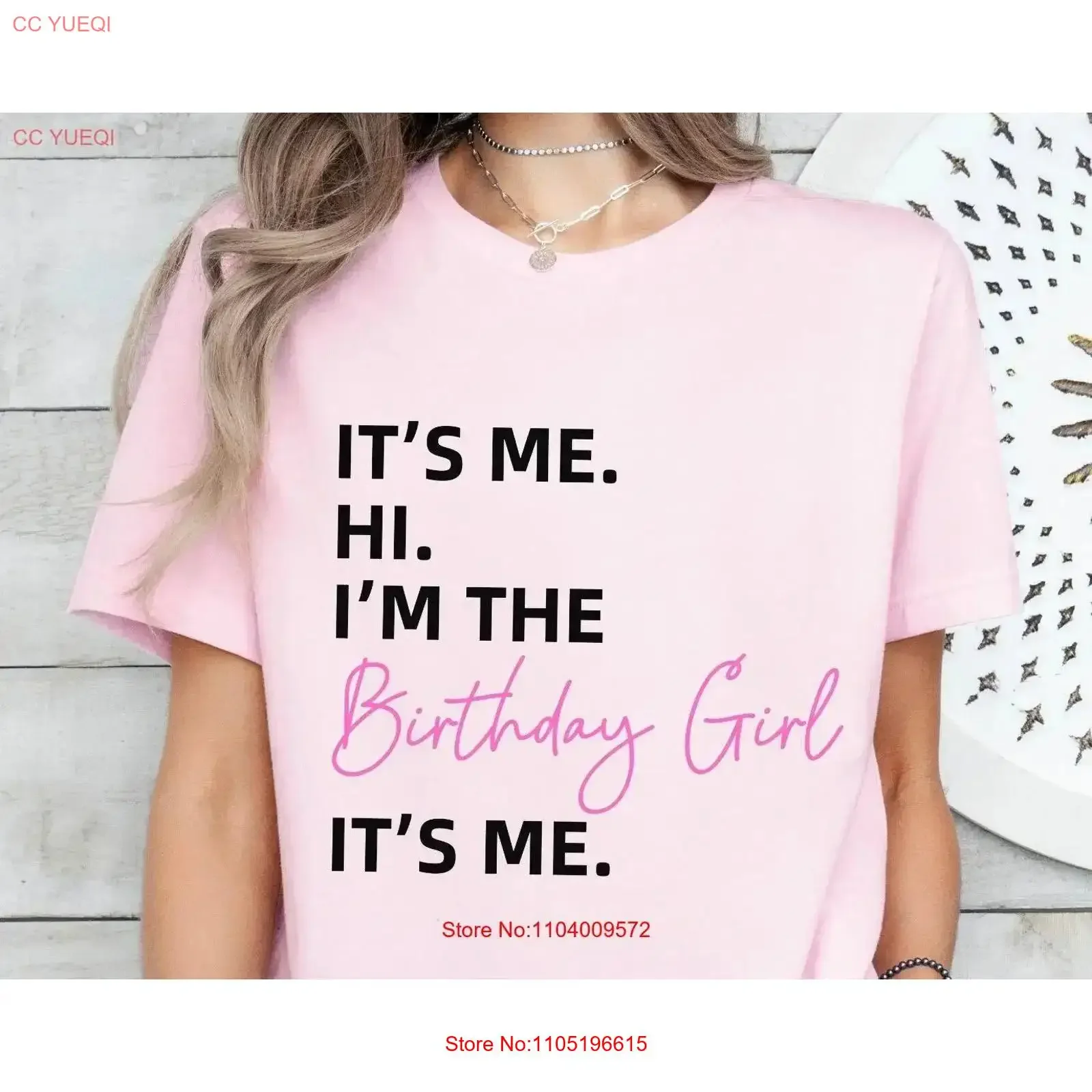 تي شيرت It Me Hi Im The Birthday Girl للنساء، ملابس كلاسيكية فريدة من نوعها مغسولة وممتدة، كاجوال أنيقة #1