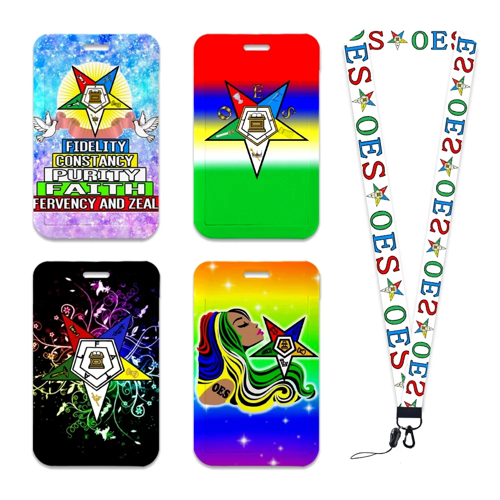 Sorority Eastern Star ID Card Holders Lanyard Anime Credit Card Badge Holder Girl Retractable Clip Business Cardholder Key