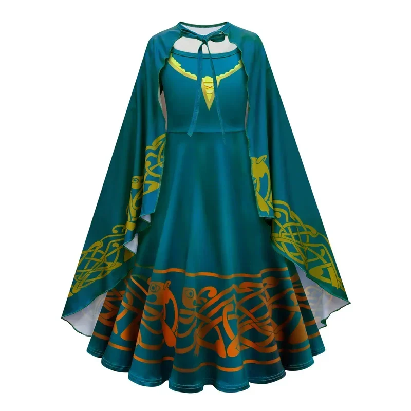 Hot Movie Brave Merida Costume per ragazze Halloween Princess Dress Parrucca Carnevale per bambini Fantasia Bambini Festa di Natale Cosplay Cos MN3