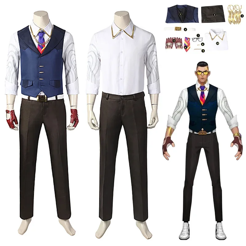 

Chamber Cosplay Valorant Cosplay Custome Game Valorant Chamber Uniform Outfits Glasses Earrings Cosplay Halloween Costume Men