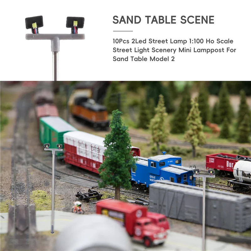 A45U 10Pcs 2Led Street Lamp 1:100 Ho Scale Street Light Scenery Mini Lamppost For Sand Table Model 2