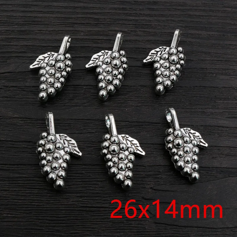 10pcs 26x14mm Antique Silver Plated Grape Fruit Handmade Charms Pendant DIY Jewelry Findings Supplies for Necklace Bracelet