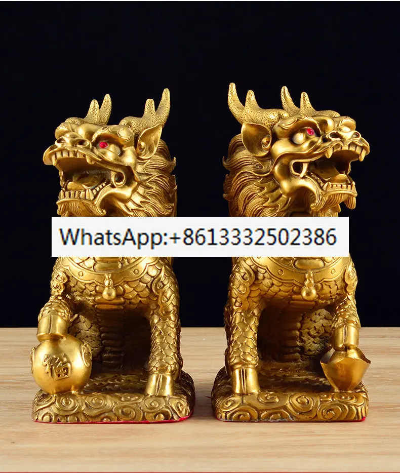 Copper kylin furnishings pair pure copper kylin town house fortune feng shui gossip kylin money drawing exorcise evil spirits