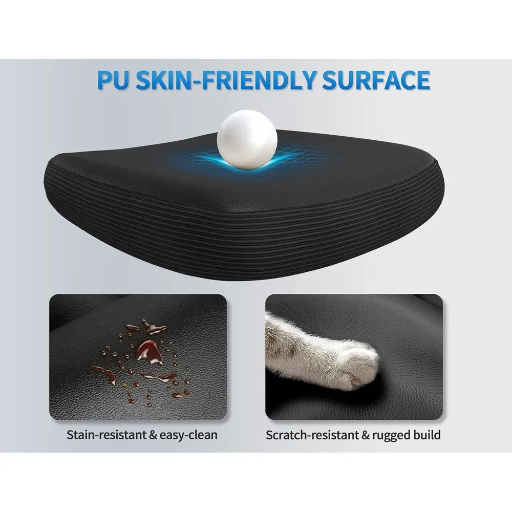 كرسي مكتب مريح بظهر مموج مع دعم قطني قابل للتعديل للمكتب المنزلي والألعاب والقراءة (أسود) #4